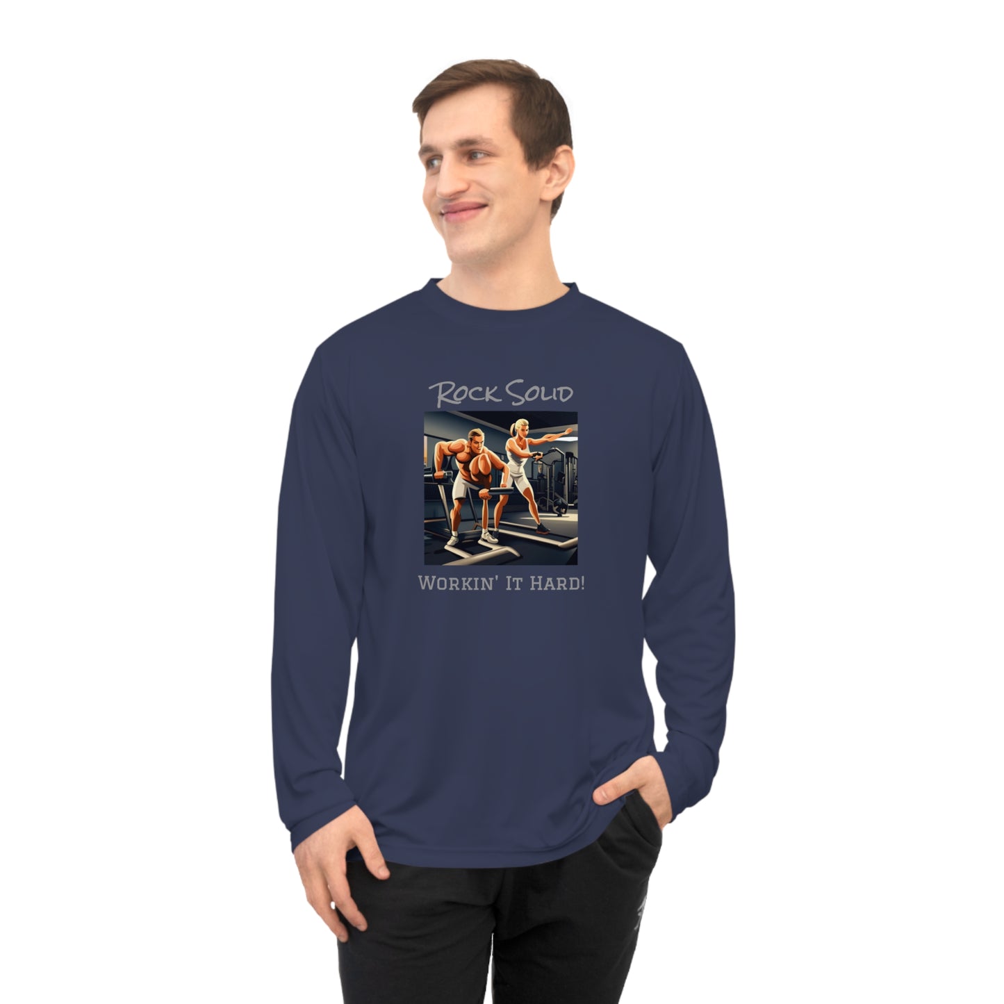 Unisex Performance Long Sleeve Shirt - ROCK SOLID "Workin it Hard!" - ZenGen USA - ZenGen USA