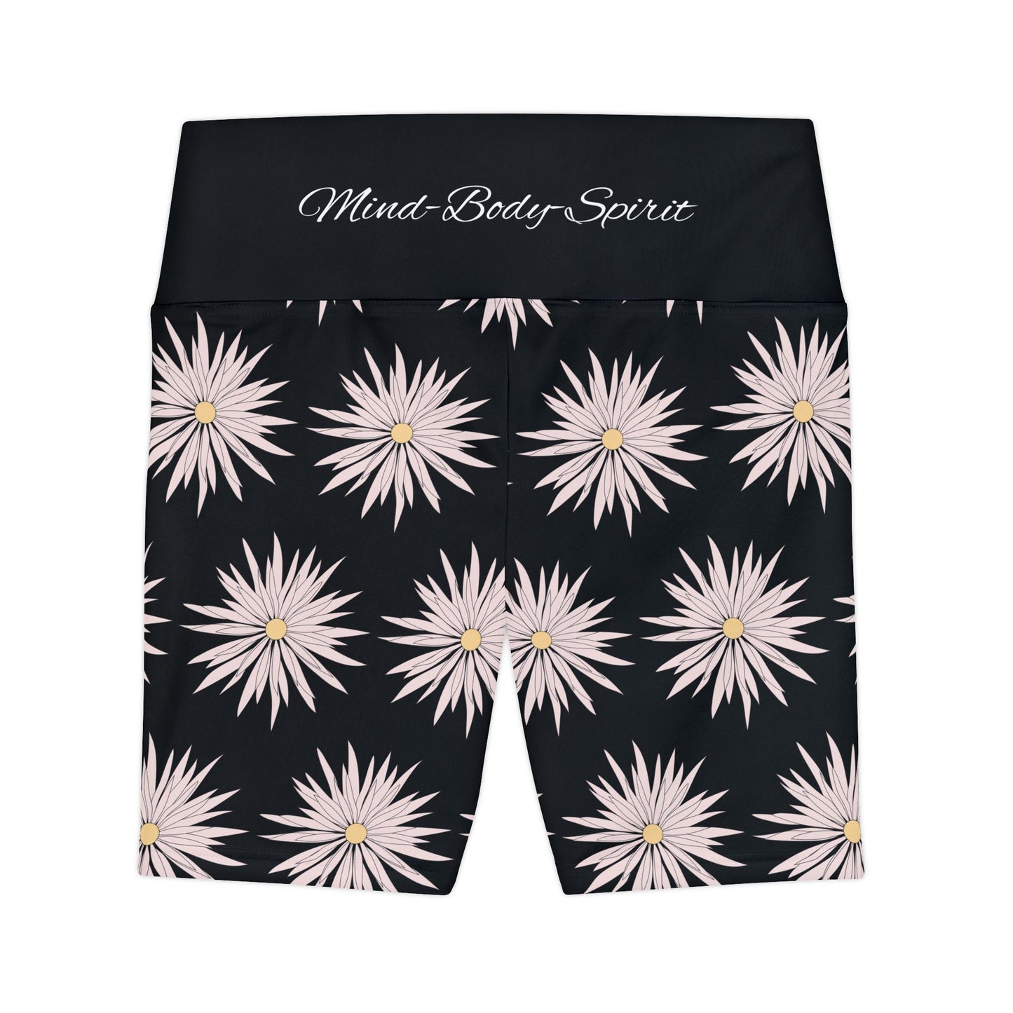 Women's Workout Shorts - Black - ROCK SOLID Blazing Flower - ZenGen USA - ZenGen USA