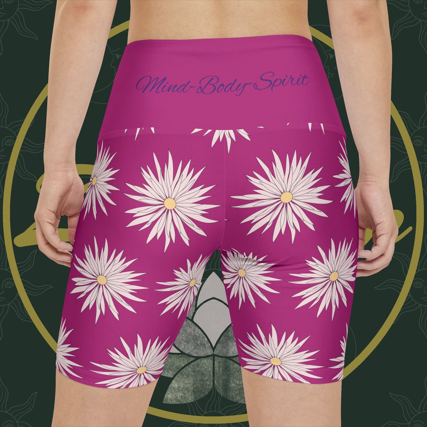 Women's Workout Shorts - Pink - ROCK SOLID Blazing Flower - ZenGen USA - ZenGen USA