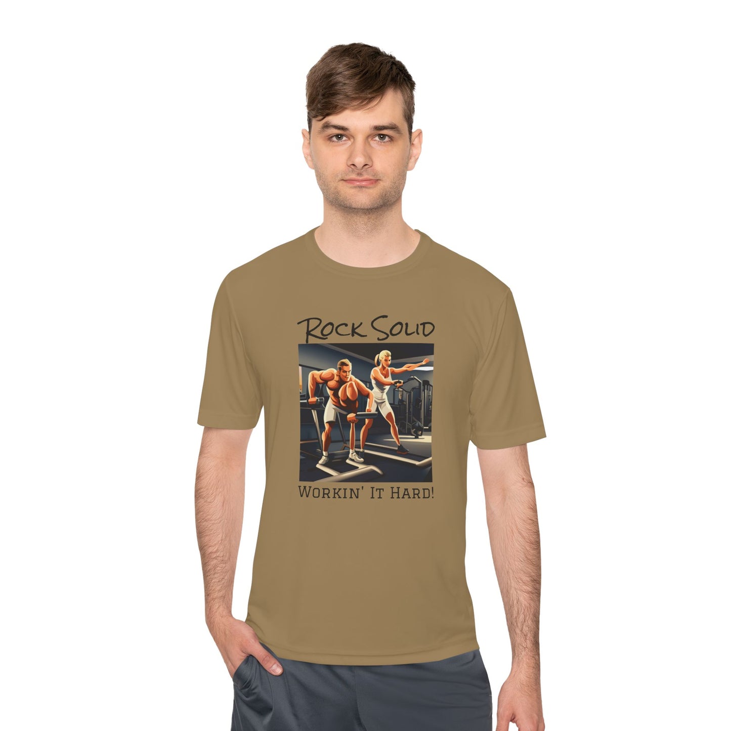 Unisex Moisture Wicking Tee - ROCK SOLID "Workin' It Hard!" - ZenGen USA - ZenGen USA