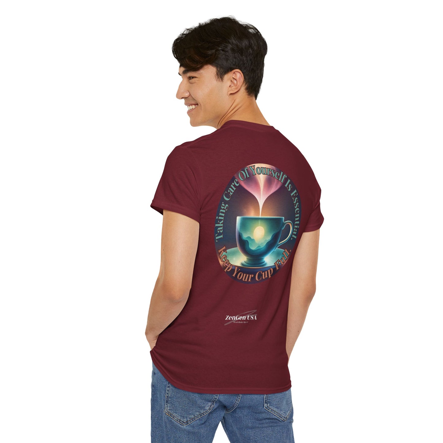 Keep Your Cup Full Unisex Heavy Cotton Zen Graphic Tee | 12 Colors To Choose | ZenGen - ZenGen USA