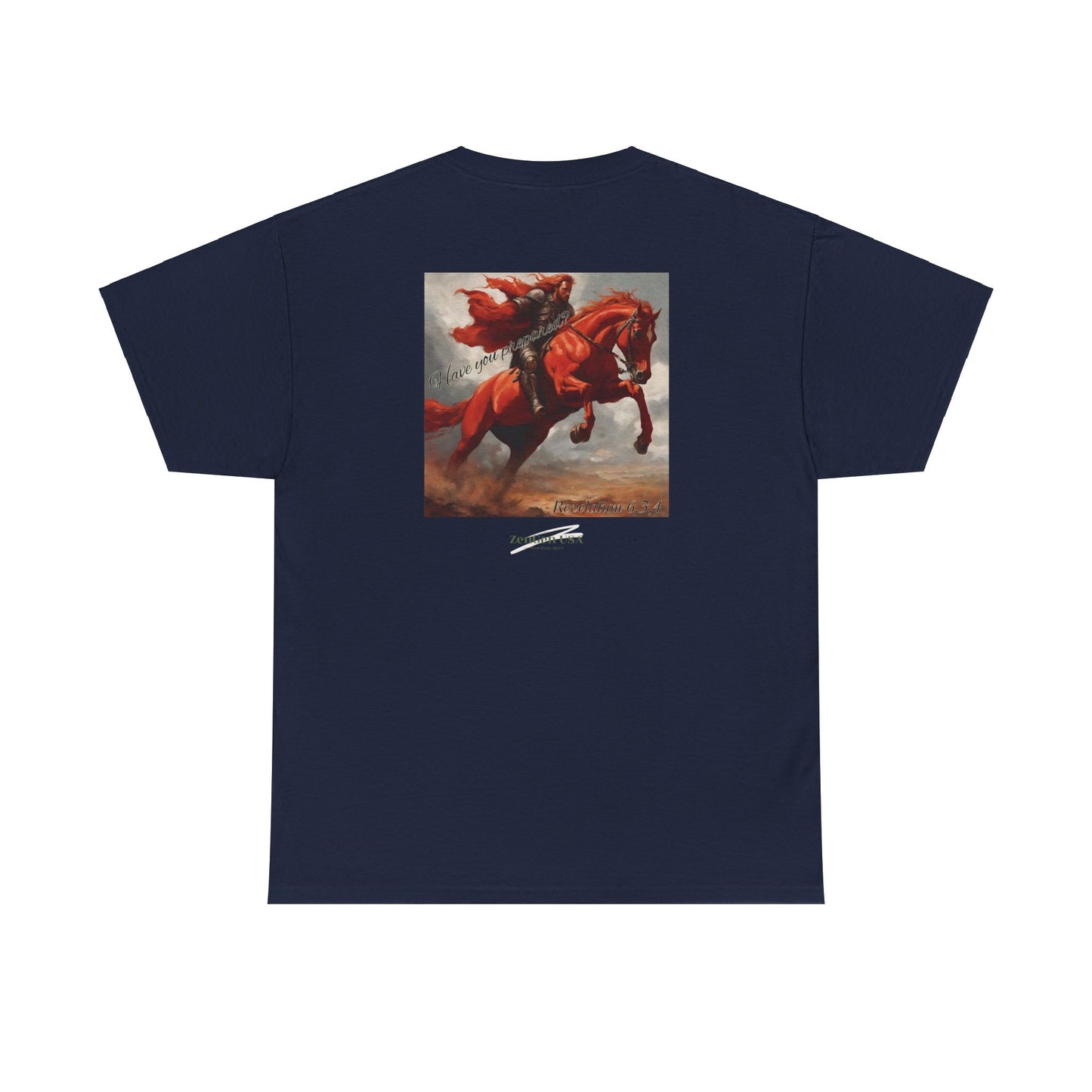 Apocalipsis - 2do Sello Apocalipsis 6:3,4 - Camiseta de algodón pesado unisex - Colección Revelación - ZenGen USA