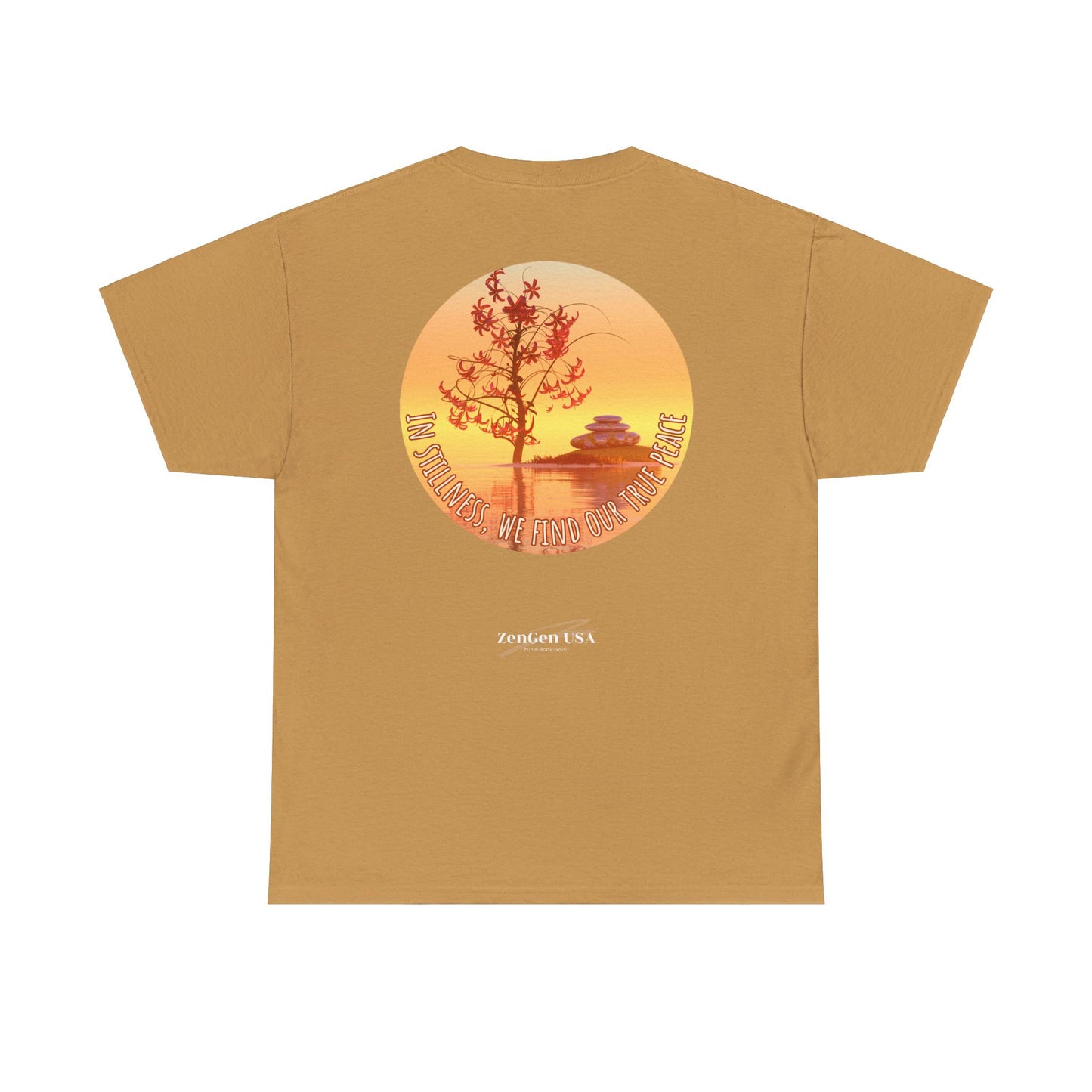 Find True Peace: Unisex Heavy Cotton Zen Bonsai & Cairns Graphic Tee - ZenGen USA