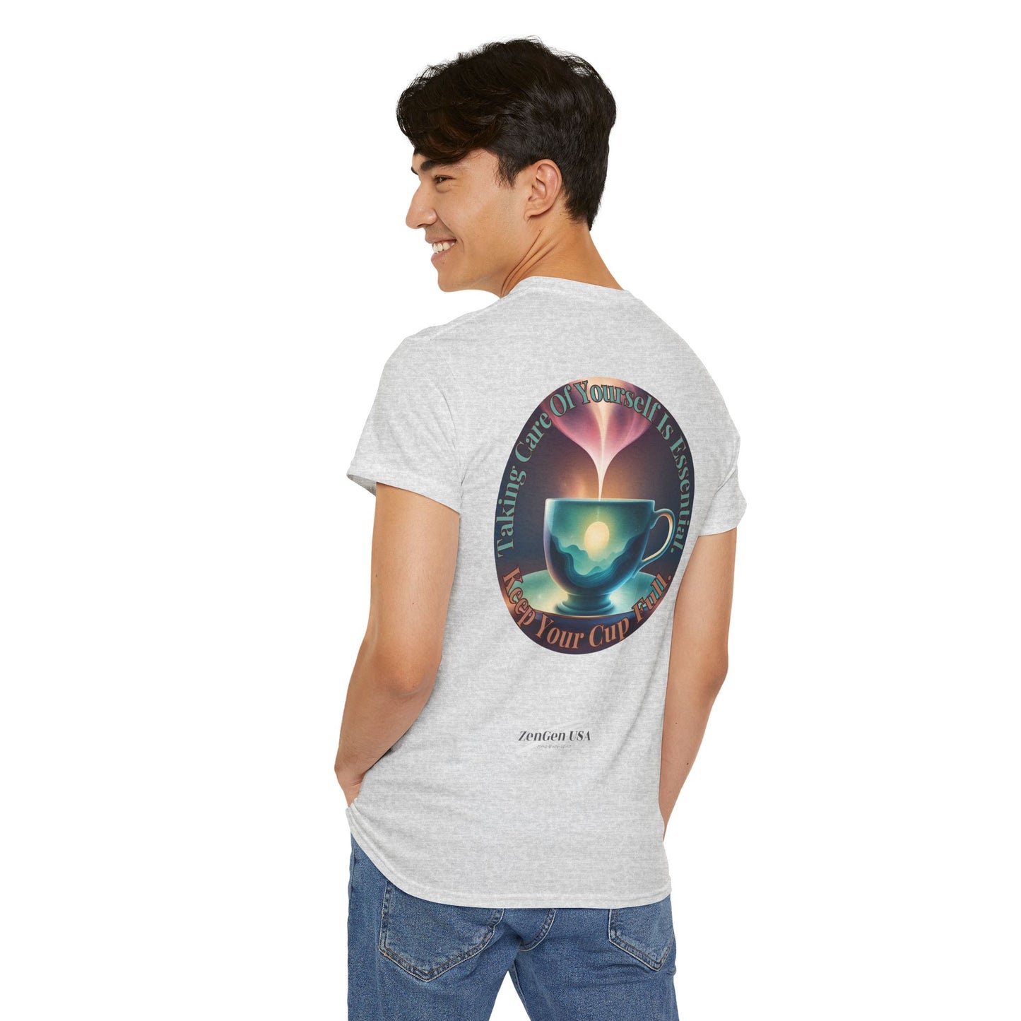 Keep Your Cup Full Unisex Heavy Cotton Zen Graphic Tee | 12 Colors To Choose | ZenGen - ZenGen USA