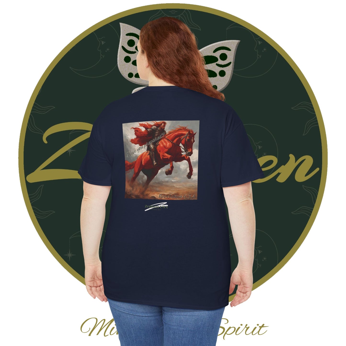 Apocalipsis - 2do Sello Apocalipsis 6:3,4 - Camiseta de algodón pesado unisex - Colección Revelación - ZenGen USA