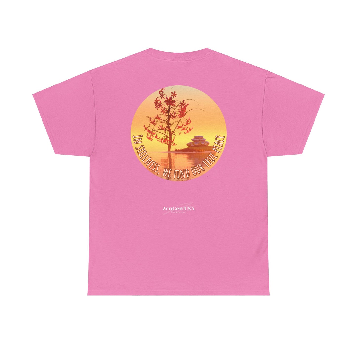 Find True Peace: Unisex Heavy Cotton Zen Bonsai & Cairns Graphic Tee - ZenGen USA