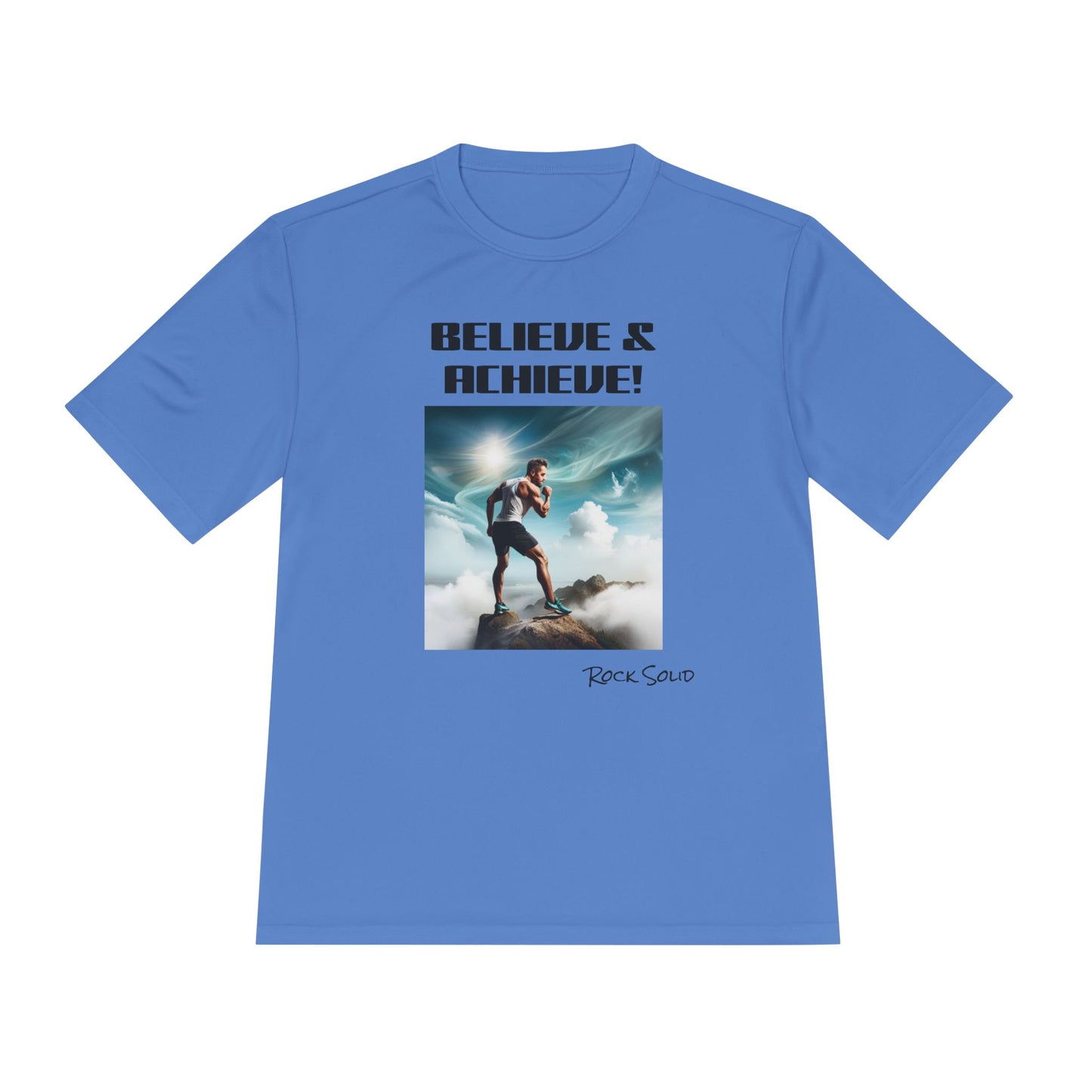 Unisex Moisture Wicking Tee - ROCK SOLID, Believe & Achieve! - ZenGen USA - ZenGen USA