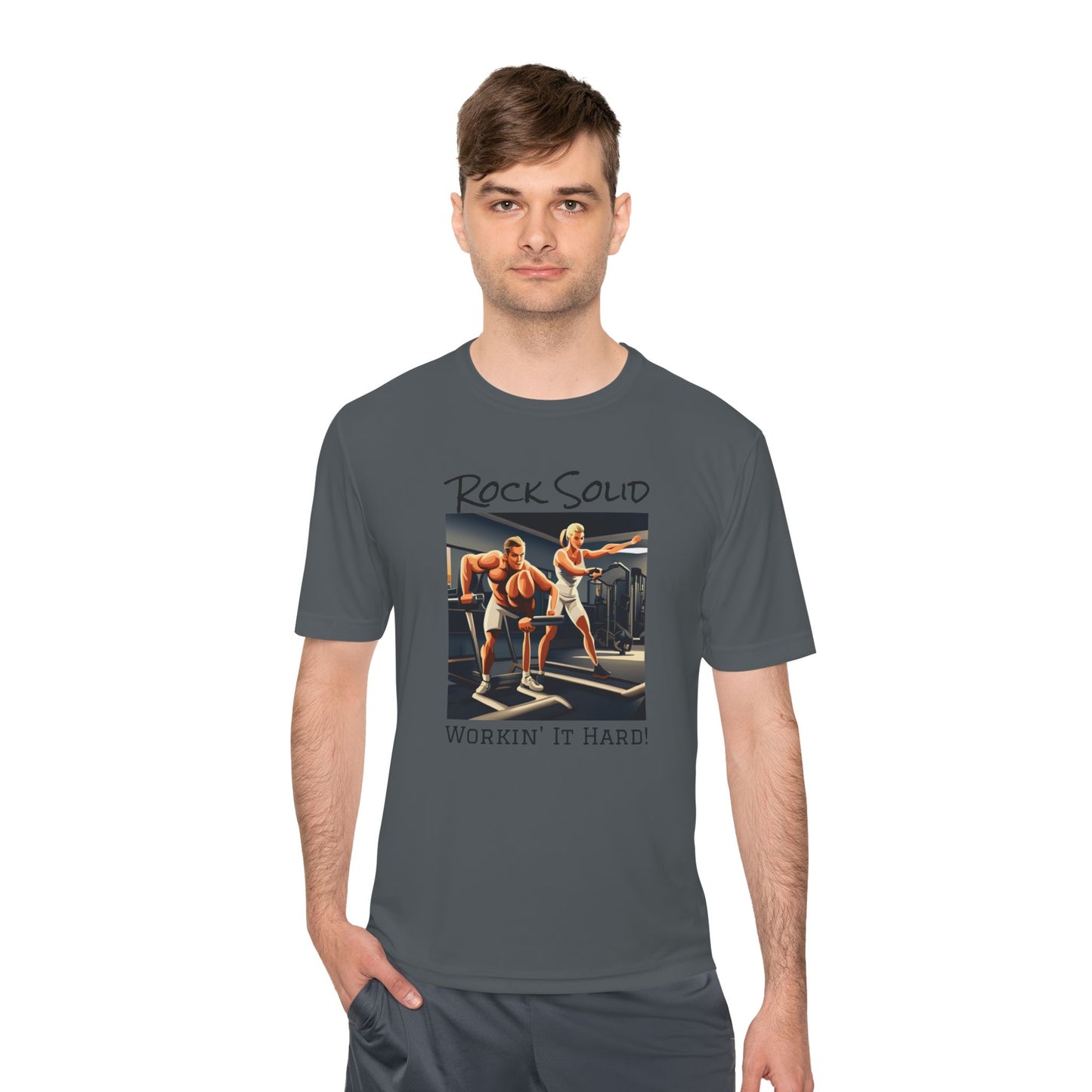 Unisex Moisture Wicking Tee - ROCK SOLID "Workin' It Hard!" - ZenGen USA - ZenGen USA