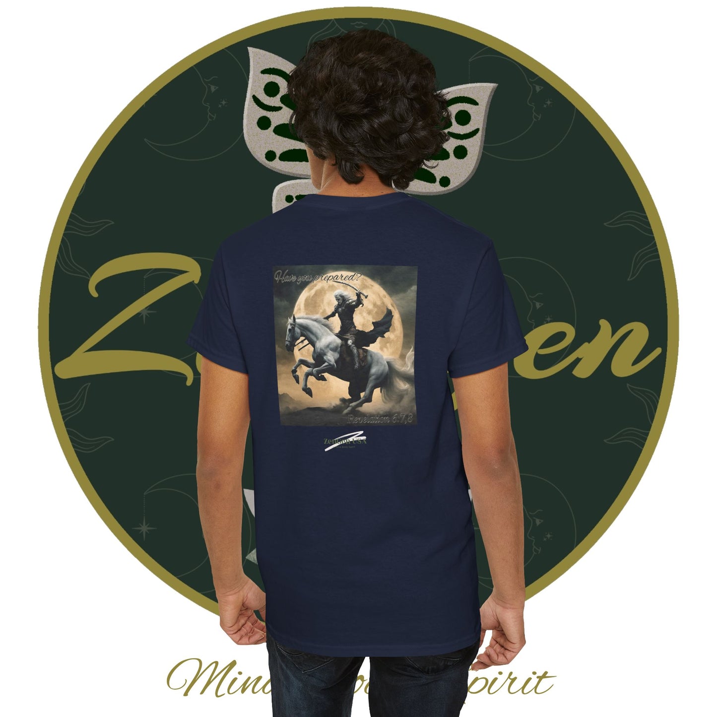 Apocalipsis - 4to Sello Apocalipsis 6:7,8 - Camiseta de algodón pesado unisex - Colección Revelación - ZenGen USA
