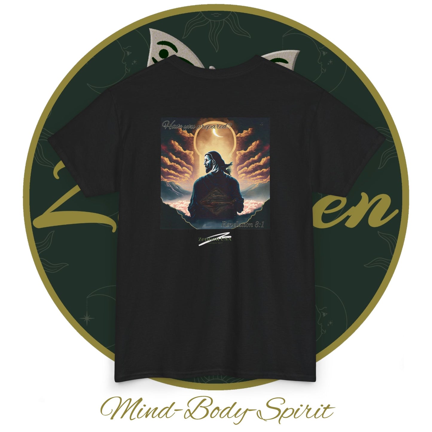 Apocalipsis - 7mo Sello Apocalipsis 8:1 - Camiseta de algodón pesado unisex - Colección Revelación - ZenGen USA