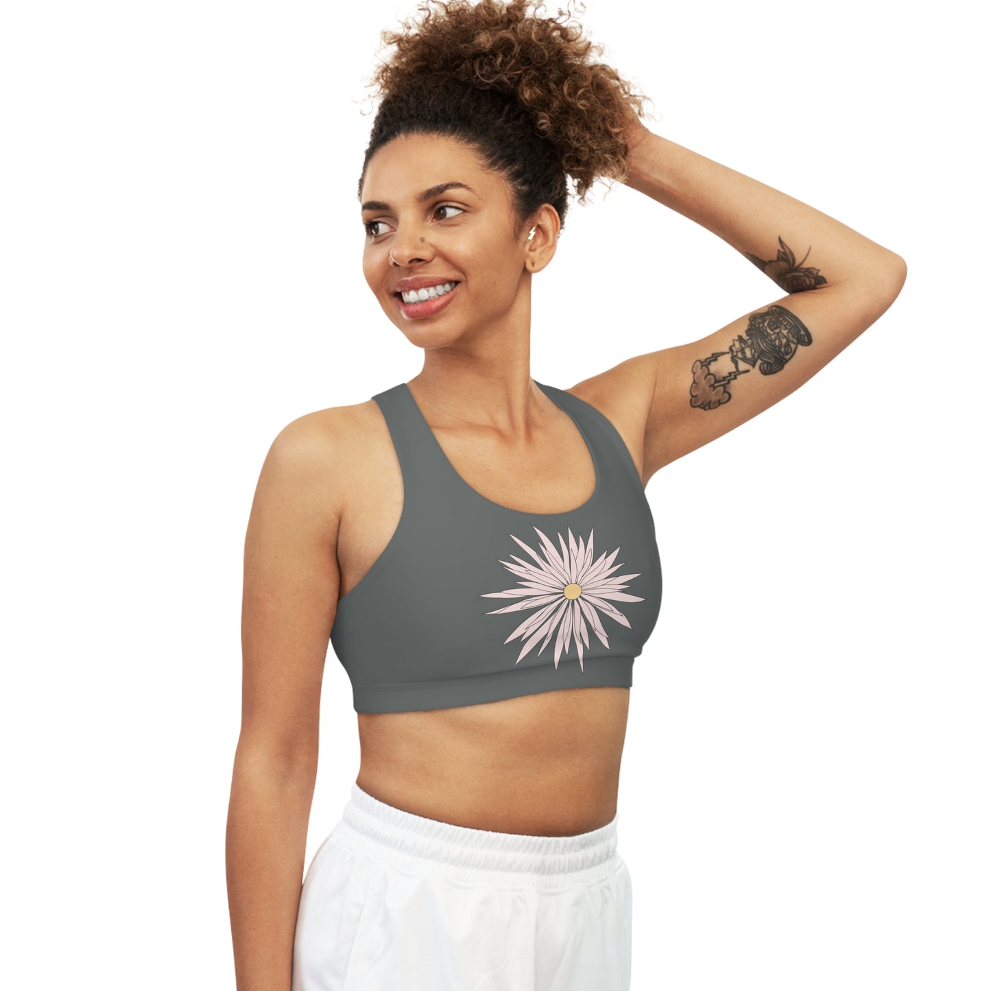 Gray Seamless Sports Bra - ROCK SOLID Blazing Flower - ZenGen USA - ZenGen USA