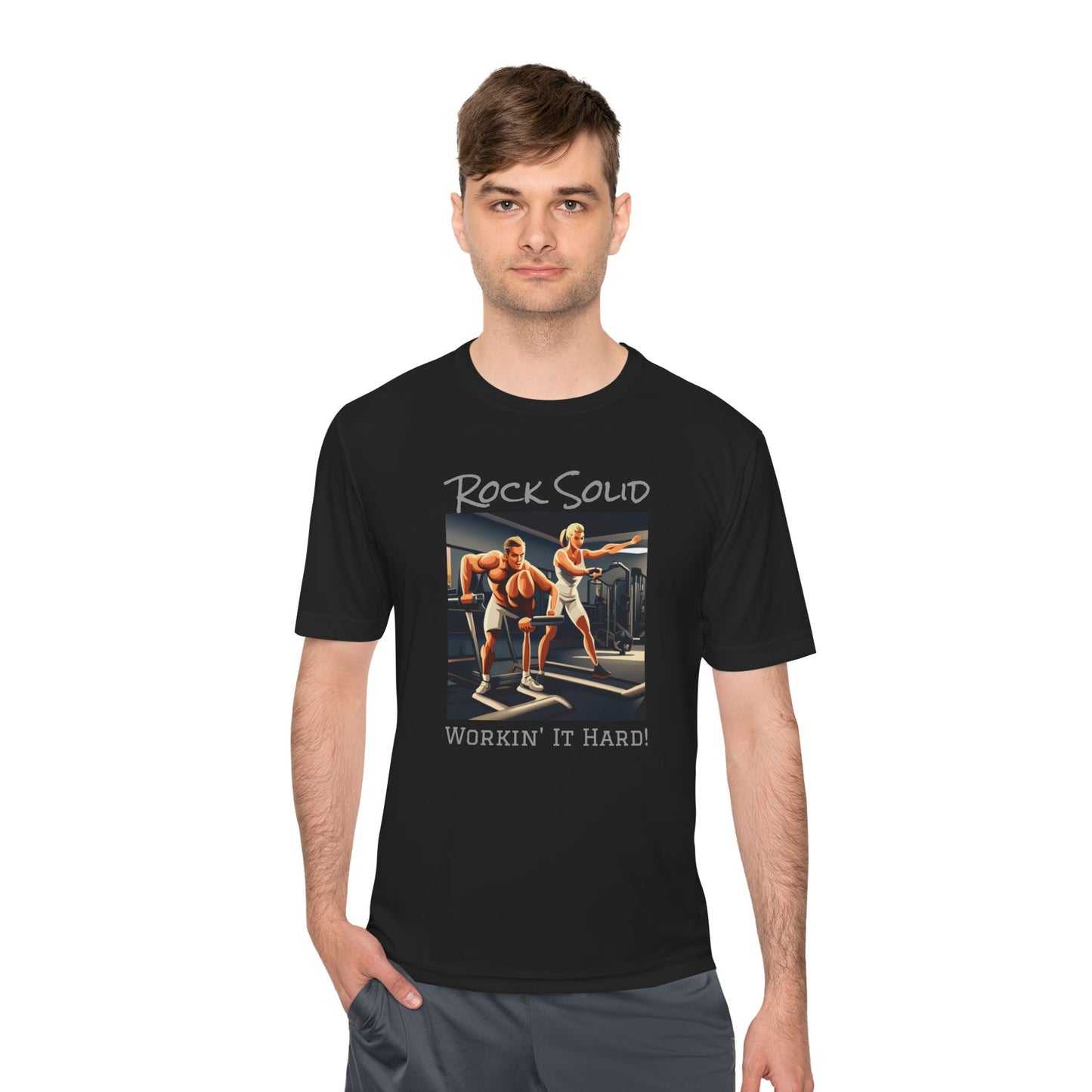 Unisex Moisture Wicking Tee - ROCK SOLID "Workin' It Hard!" - ZenGen USA - ZenGen USA