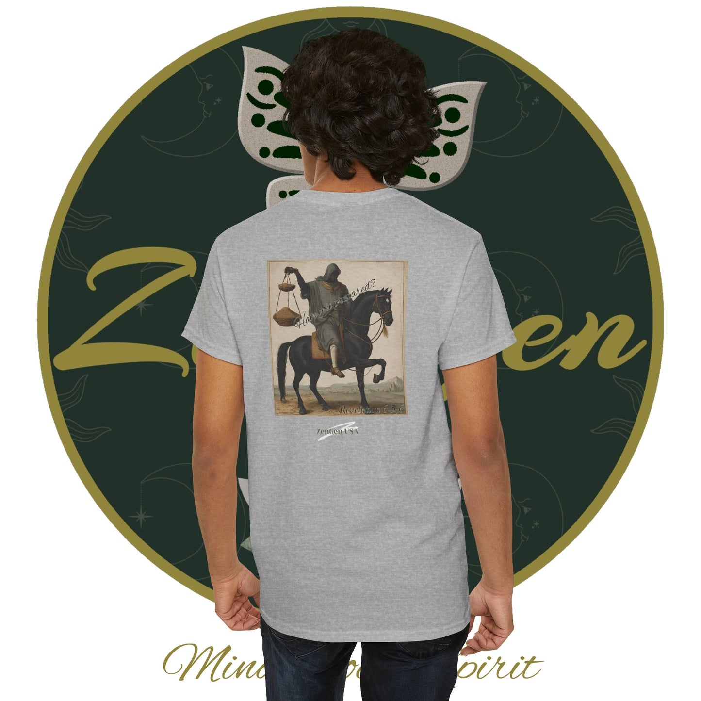 Apocalypse - 3rd Seal Revelation 6:5,6 - Unisex Heavy Cotton Tee - Revelation Collection - ZenGen USA - ZenGen USA