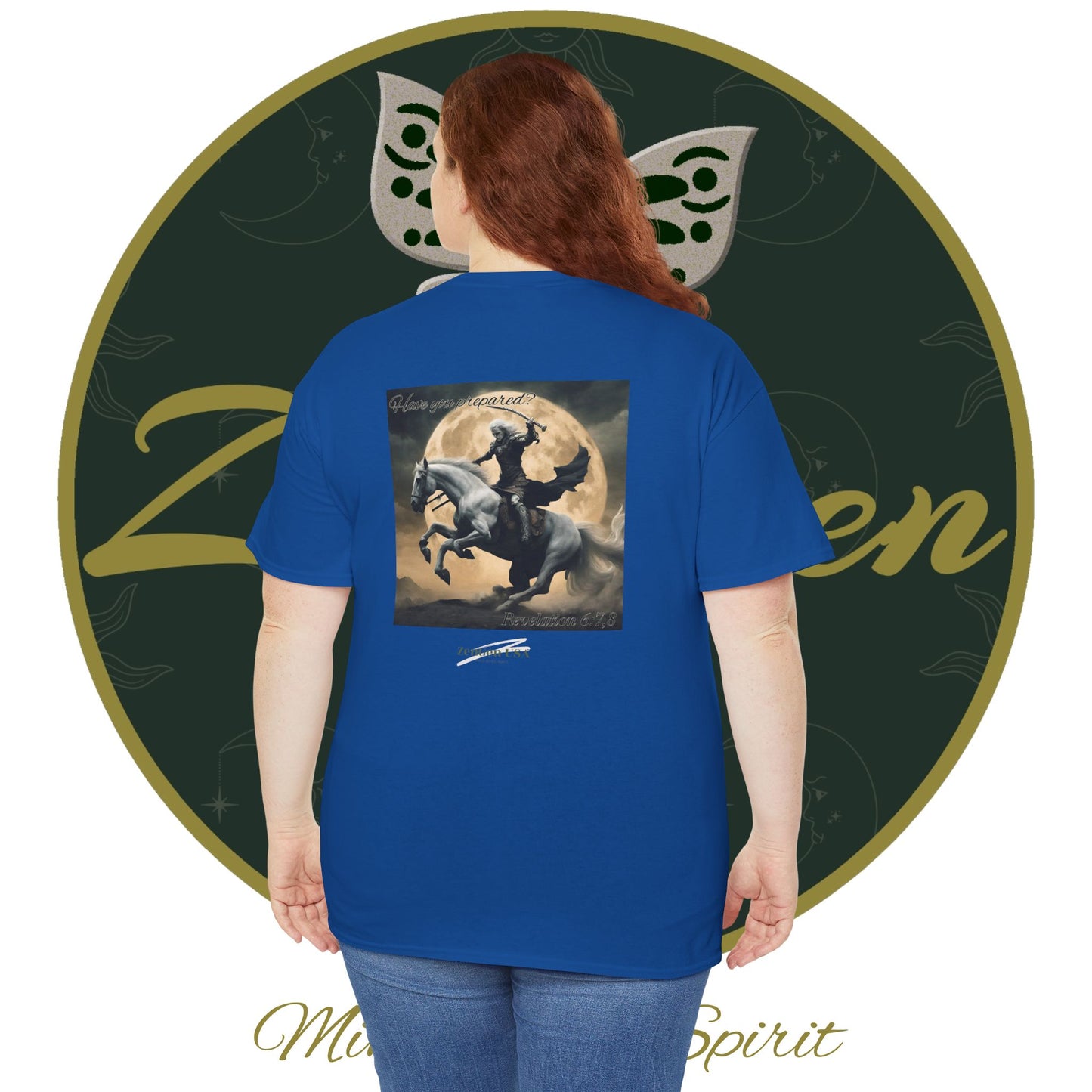 Apocalipsis - 4to Sello Apocalipsis 6:7,8 - Camiseta de algodón pesado unisex - Colección Revelación - ZenGen USA