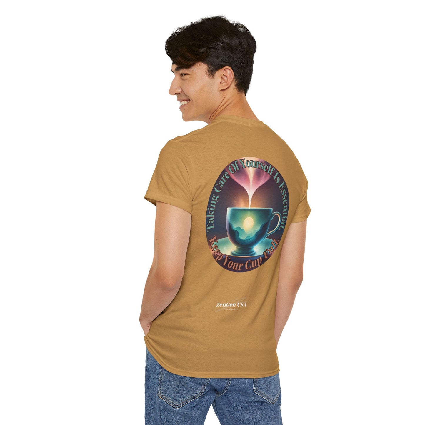 Keep Your Cup Full Unisex Heavy Cotton Zen Graphic Tee | 12 Colors To Choose | ZenGen - ZenGen USA