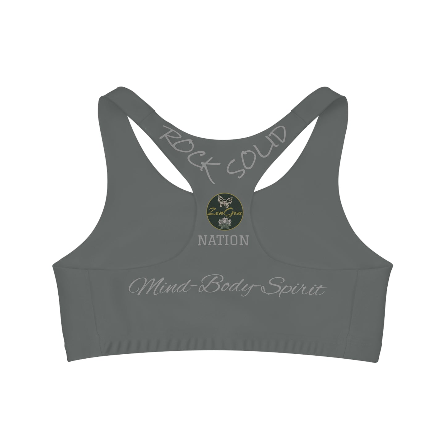 Gray Seamless Sports Bra - ROCK SOLID Blazing Flower - ZenGen USA - ZenGen USA