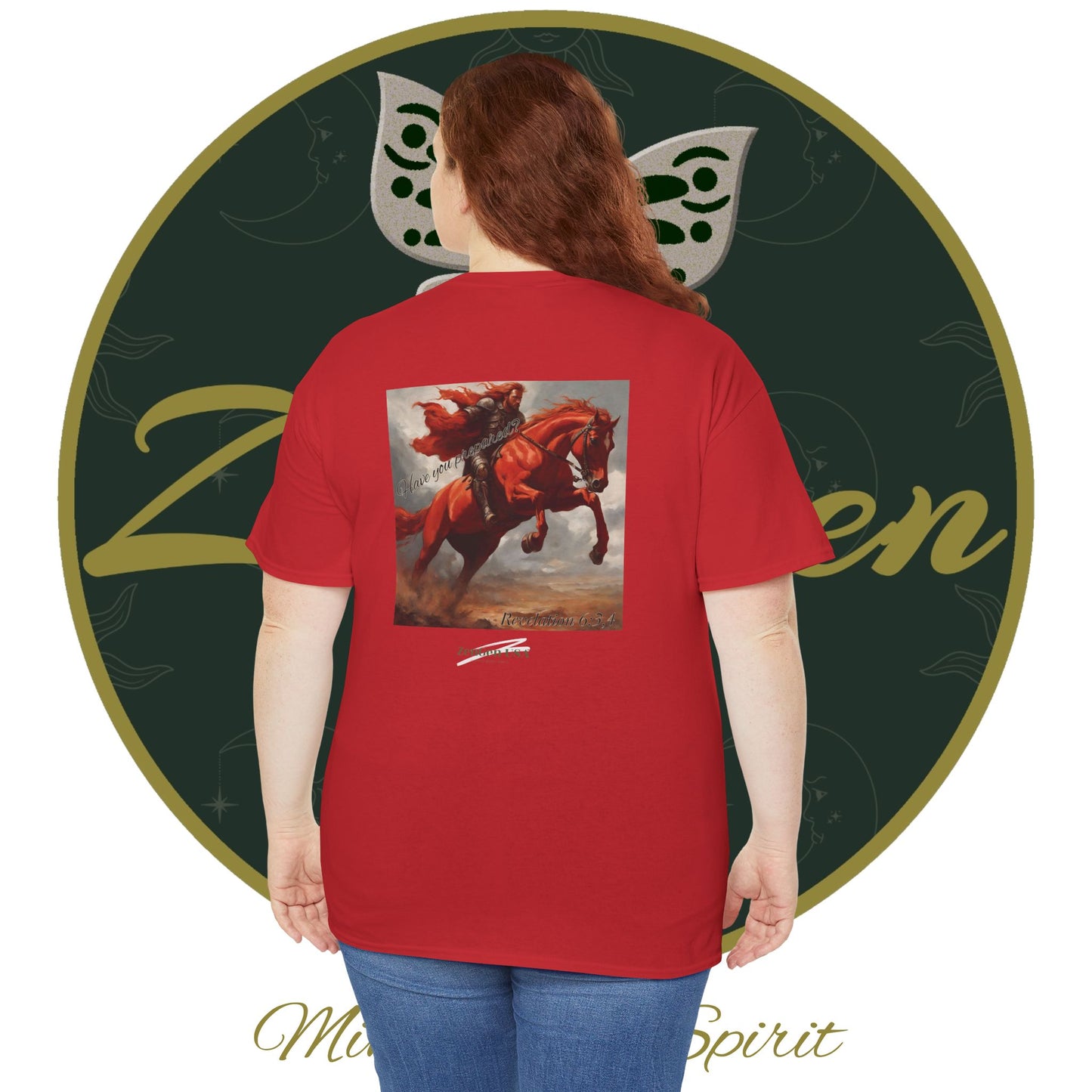 Apocalipsis - 2do Sello Apocalipsis 6:3,4 - Camiseta de algodón pesado unisex - Colección Revelación - ZenGen USA