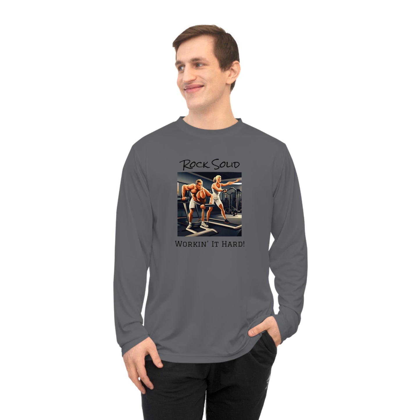 Unisex Performance Long Sleeve Shirt - ROCK SOLID "Workin it Hard!" - ZenGen USA - ZenGen USA