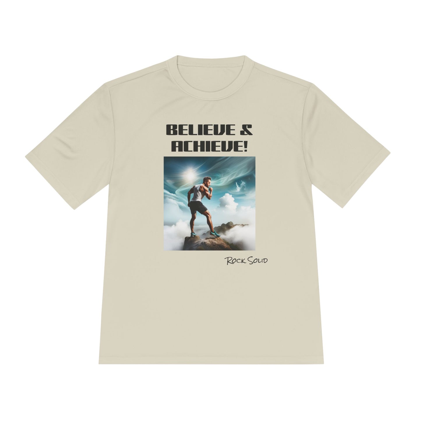 Unisex Moisture Wicking Tee - ROCK SOLID, Believe & Achieve! - ZenGen USA - ZenGen USA