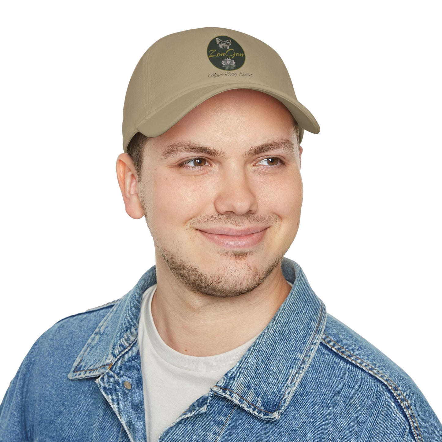ZenGen Logo Wear - Unisex Low Profile Baseball Cap - White or Khaki - One Size Fits All - ZenGen USA