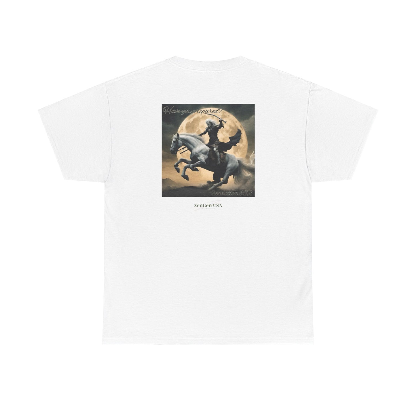 Apocalipsis - 4to Sello Apocalipsis 6:7,8 - Camiseta de algodón pesado unisex - Colección Revelación - ZenGen USA