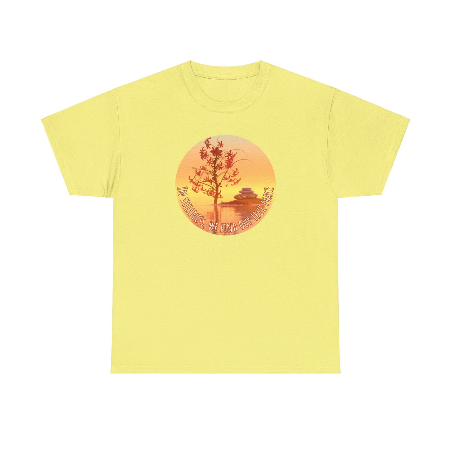 Find True Peace: Unisex Heavy Cotton Zen Bonsai & Cairns Graphic Tee - ZenGen USA