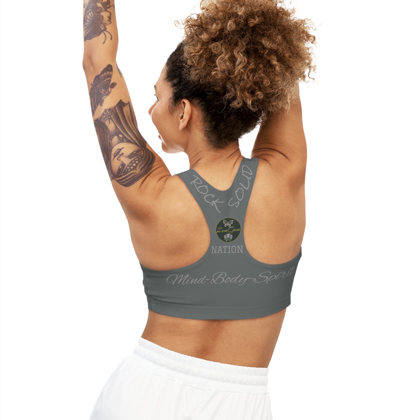 Gray Seamless Sports Bra - ROCK SOLID Blazing Flower - ZenGen USA - ZenGen USA
