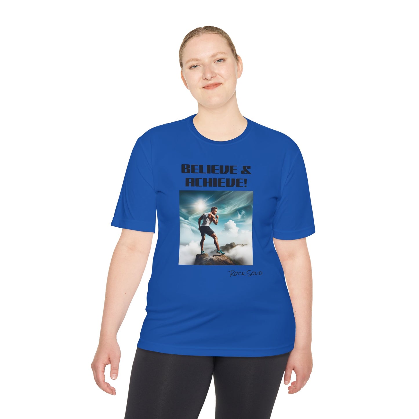 Unisex Moisture Wicking Tee - ROCK SOLID, Believe & Achieve! - ZenGen USA - ZenGen USA
