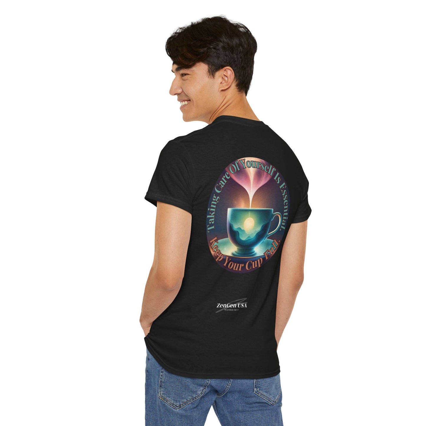 Keep Your Cup Full Unisex Heavy Cotton Zen Graphic Tee | 12 Colors To Choose | ZenGen - ZenGen USA