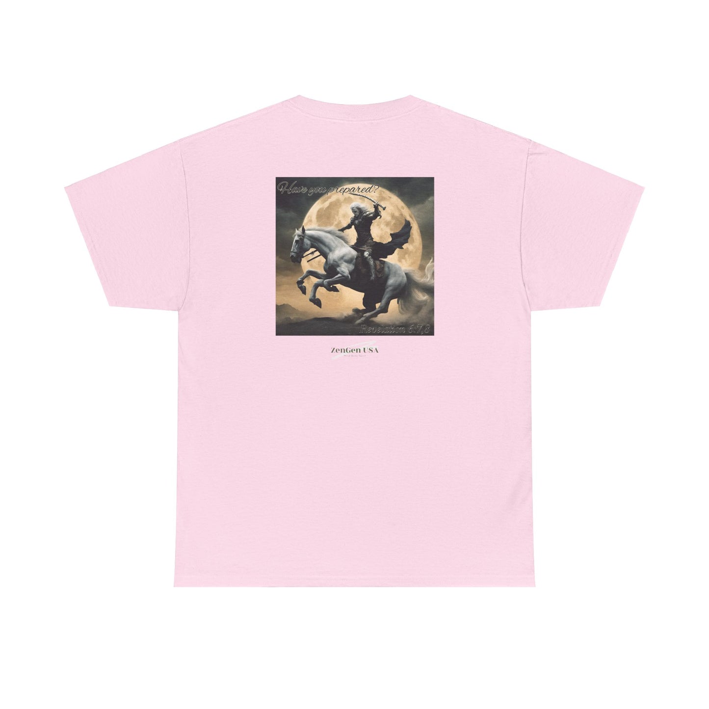 Apocalipsis - 4to Sello Apocalipsis 6:7,8 - Camiseta de algodón pesado unisex - Colección Revelación - ZenGen USA