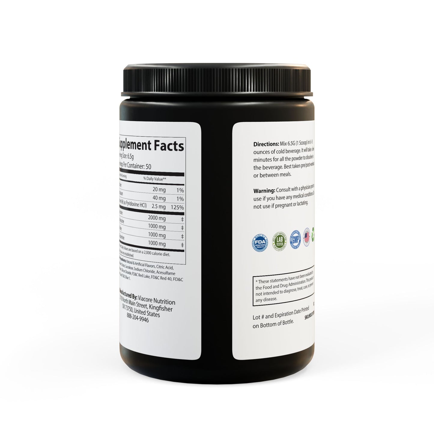 RockSolid Fitness BCAA Supplement - Grape Flavored (325g, 11.46oz, 50 servings) - ZenGen USA