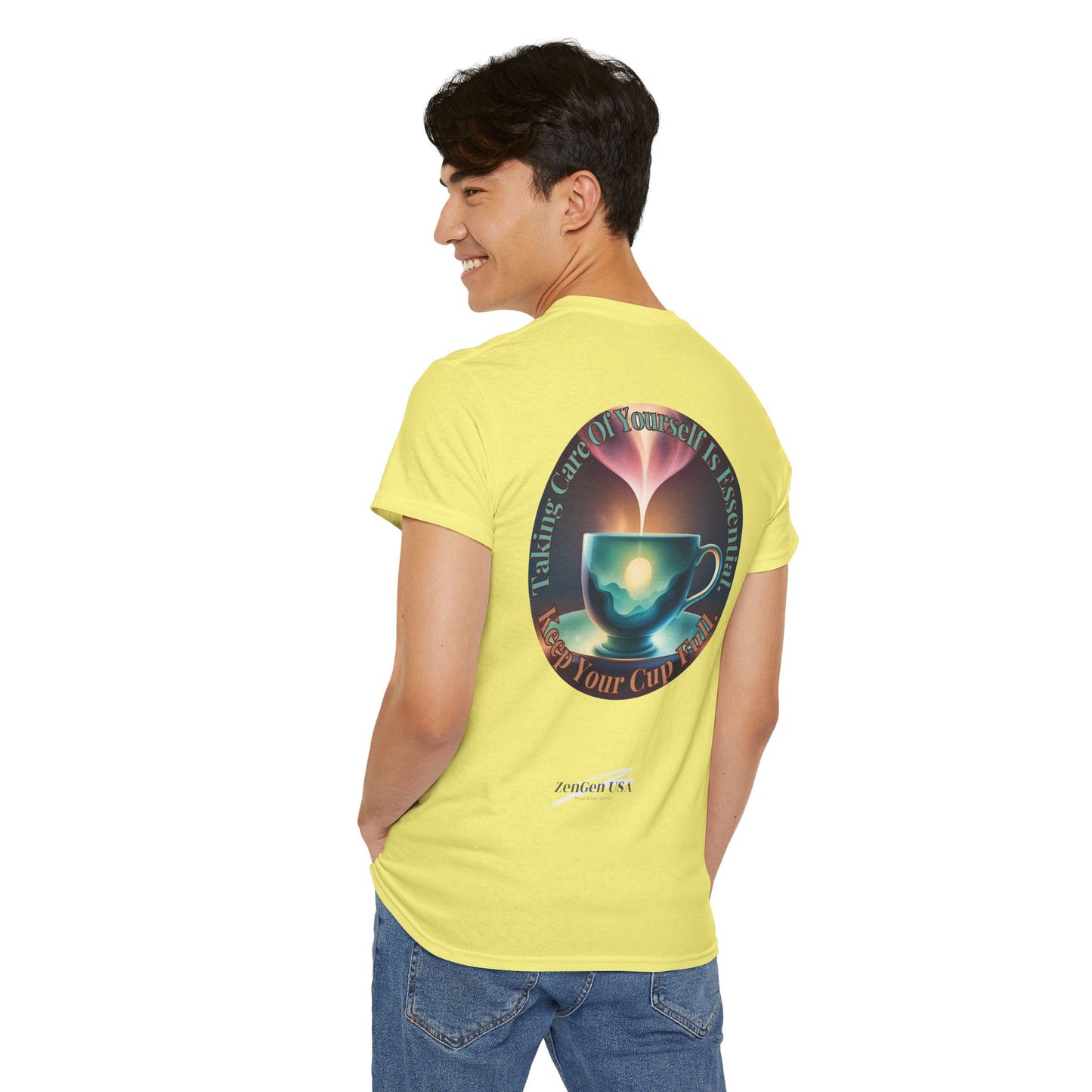 Keep Your Cup Full Unisex Heavy Cotton Zen Graphic Tee | 12 Colors To Choose | ZenGen - ZenGen USA