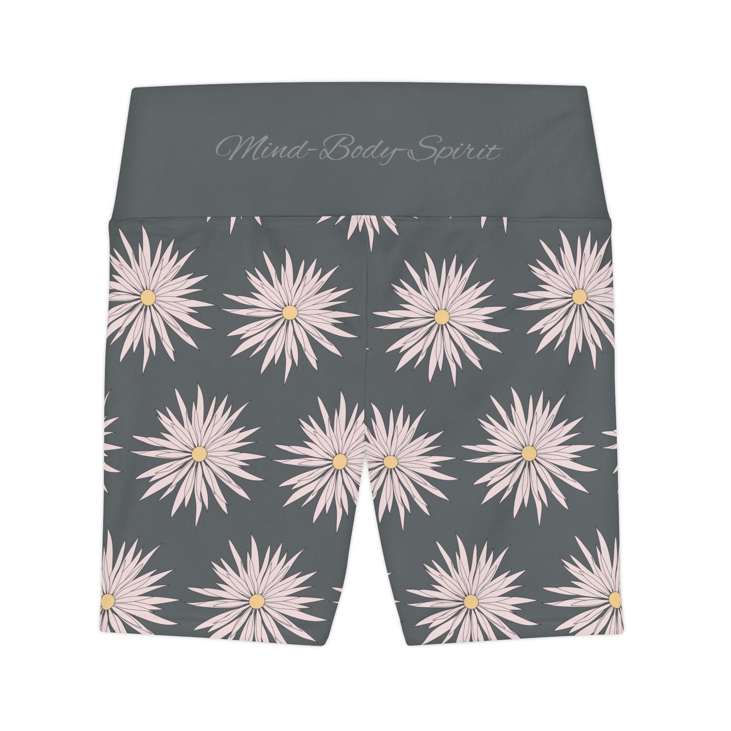 Women's Workout Shorts - Gray - ROCK SOLID Blazing Flower - ZenGen USA - ZenGen USA