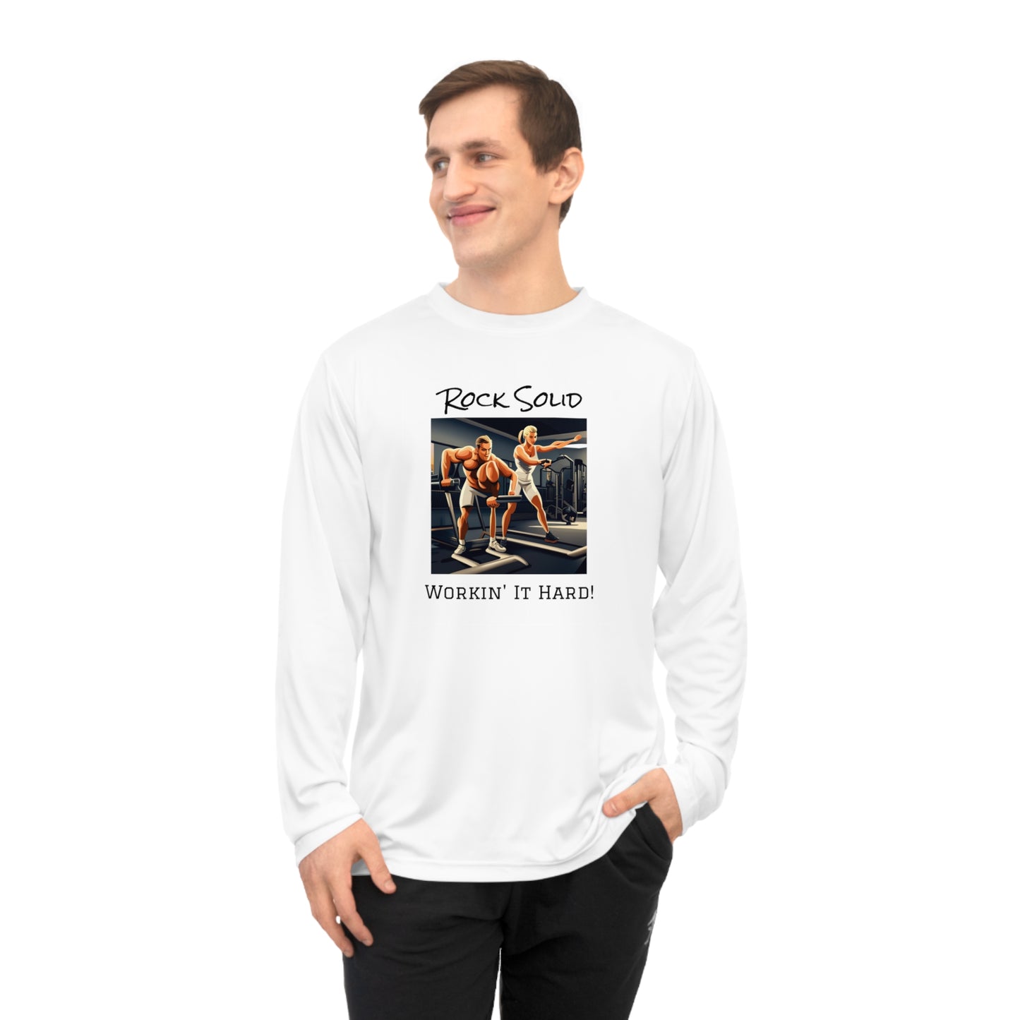Unisex Performance Long Sleeve Shirt - ROCK SOLID "Workin it Hard!" - ZenGen USA - ZenGen USA