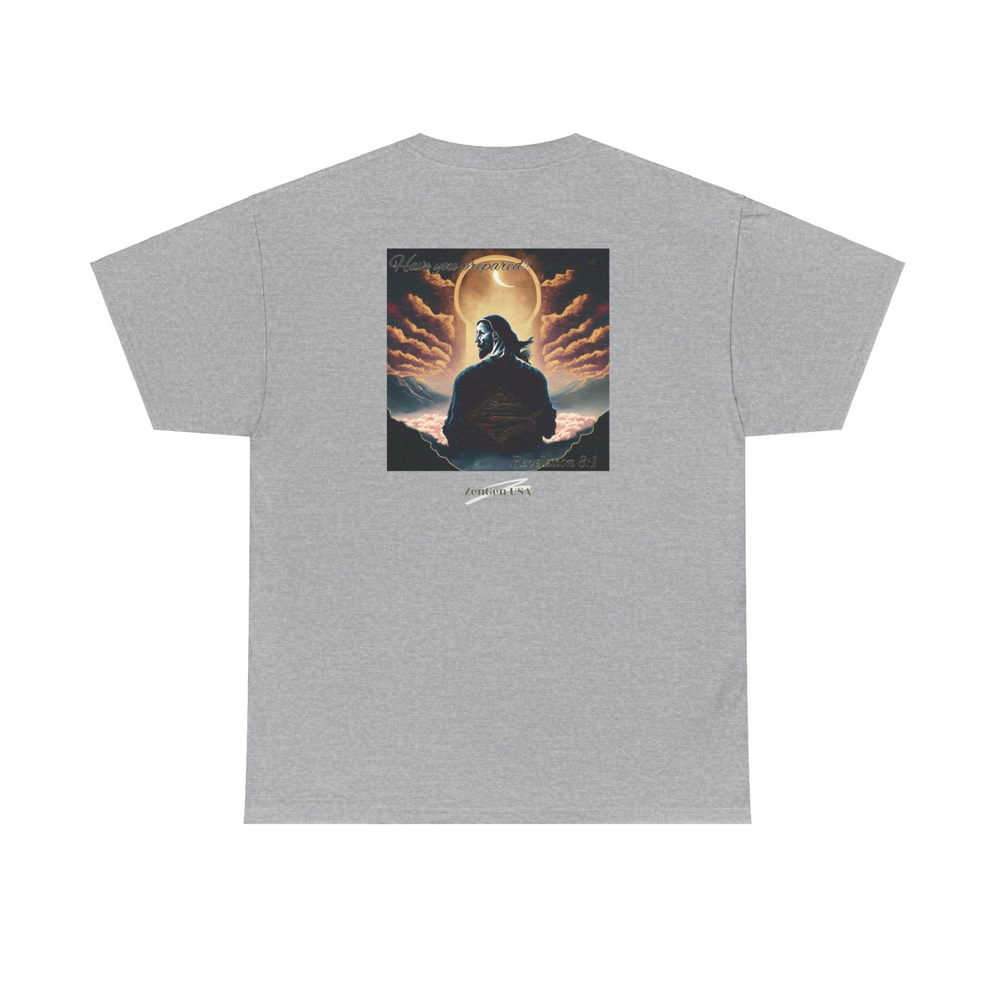 Apocalipsis - 7mo Sello Apocalipsis 8:1 - Camiseta de algodón pesado unisex - Colección Revelación - ZenGen USA