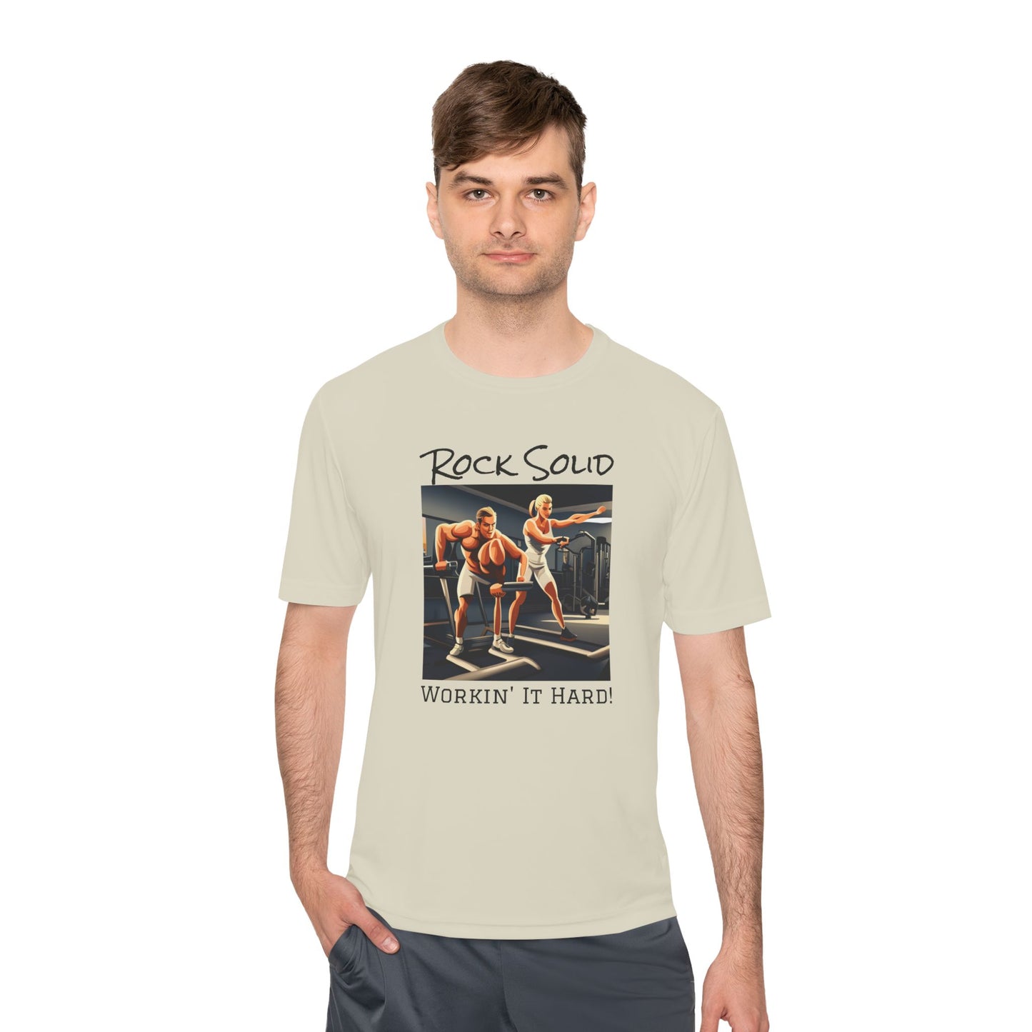 Unisex Moisture Wicking Tee - ROCK SOLID "Workin' It Hard!" - ZenGen USA - ZenGen USA