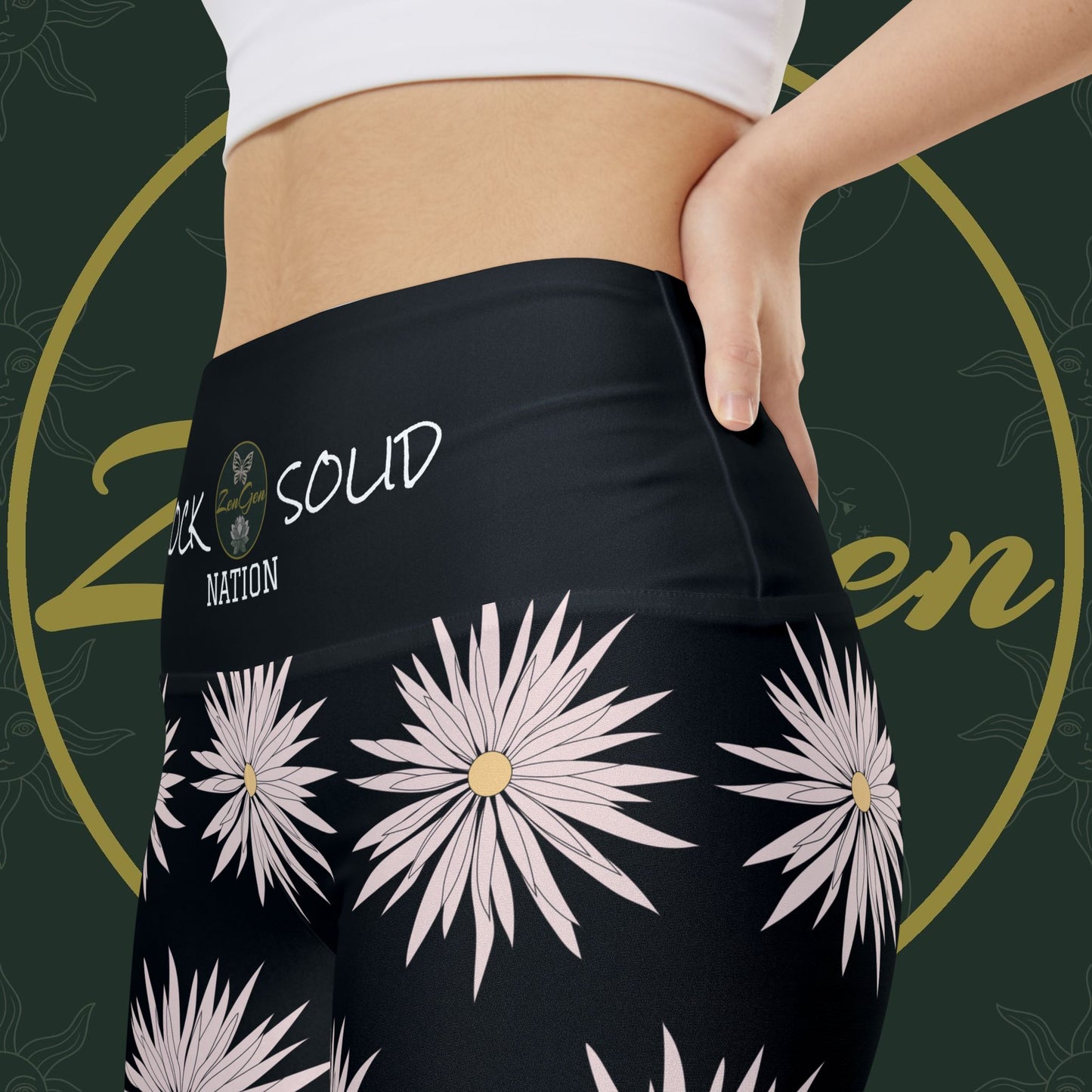 Women's Workout Shorts - Black - ROCK SOLID Blazing Flower - ZenGen USA - ZenGen USA
