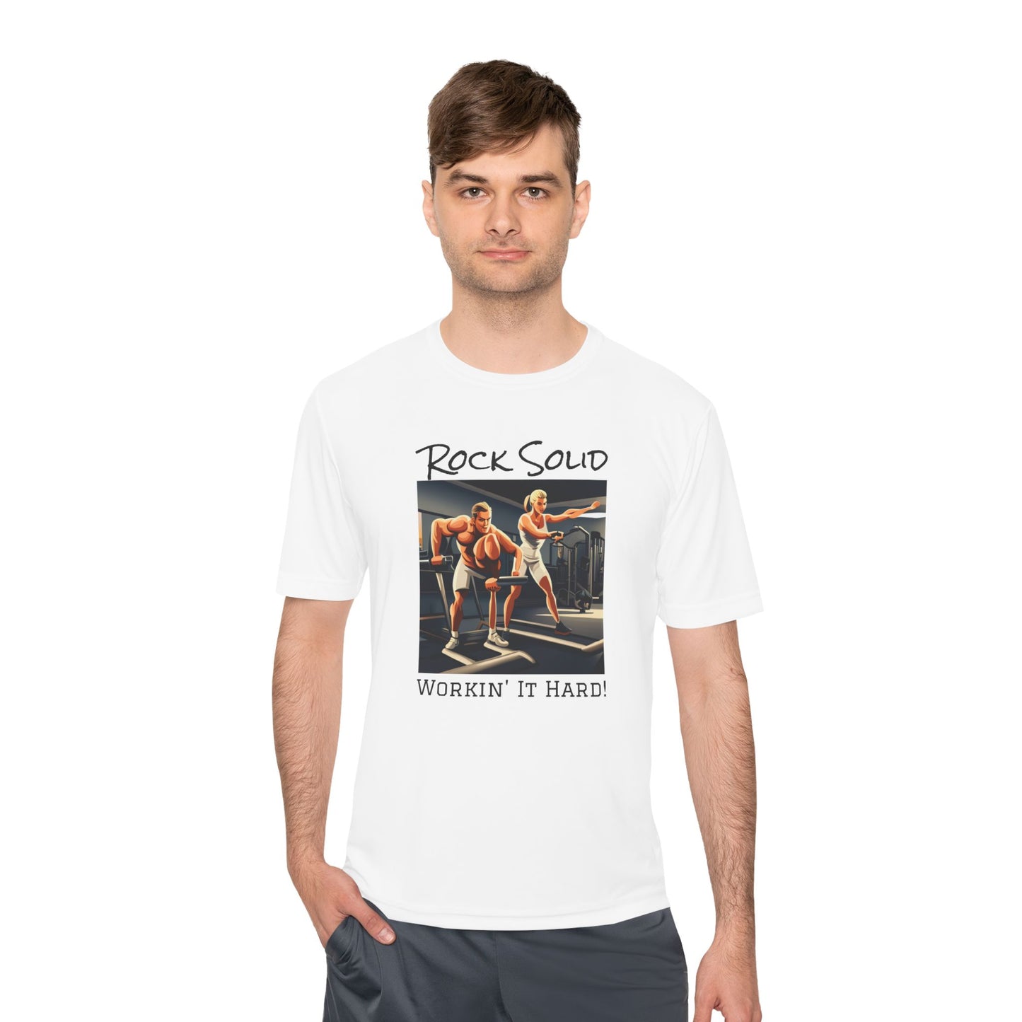 Unisex Moisture Wicking Tee - ROCK SOLID "Workin' It Hard!" - ZenGen USA - ZenGen USA