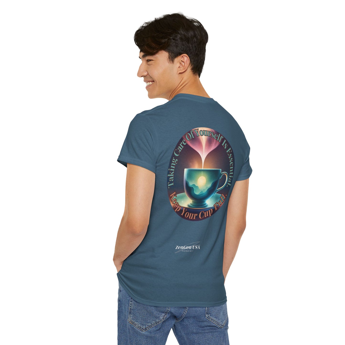 Keep Your Cup Full Unisex Heavy Cotton Zen Graphic Tee | 12 Colors To Choose | ZenGen - ZenGen USA