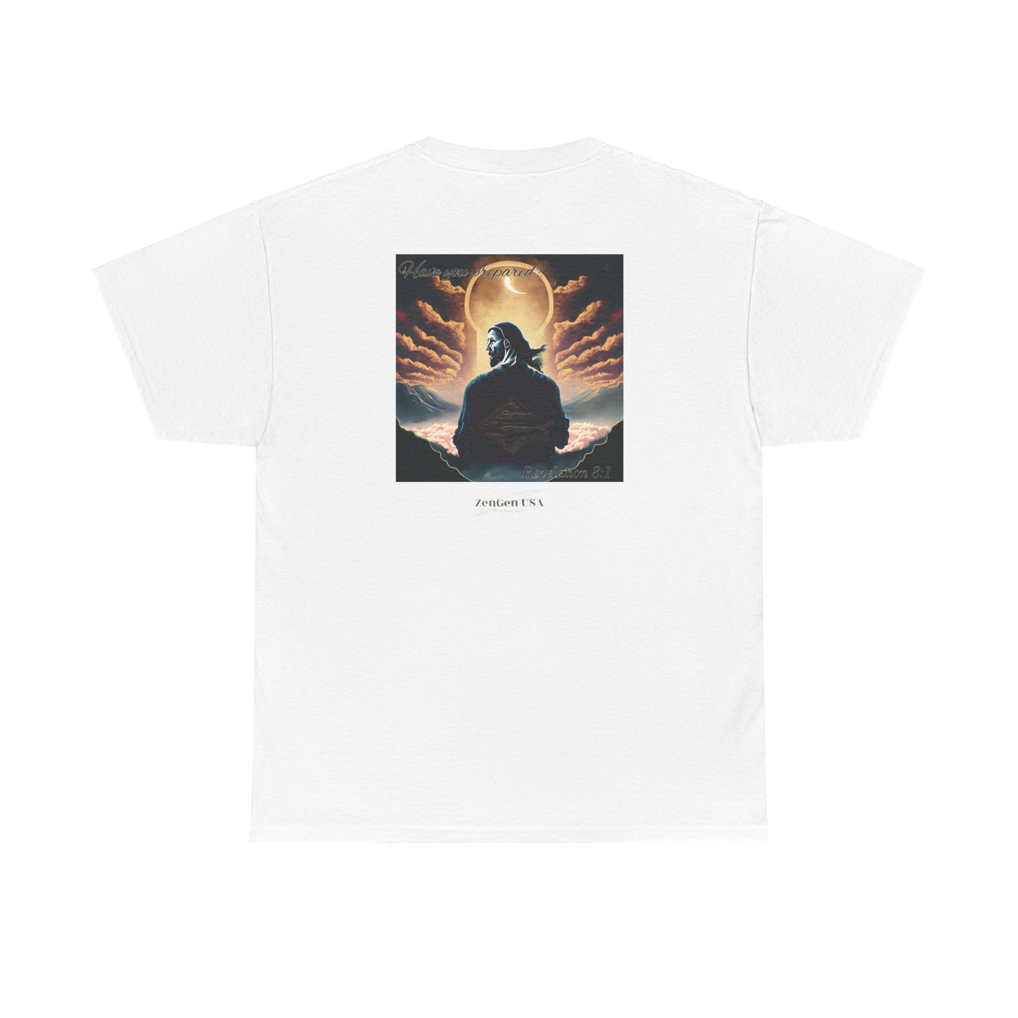 Apocalipsis - 7mo Sello Apocalipsis 8:1 - Camiseta de algodón pesado unisex - Colección Revelación - ZenGen USA