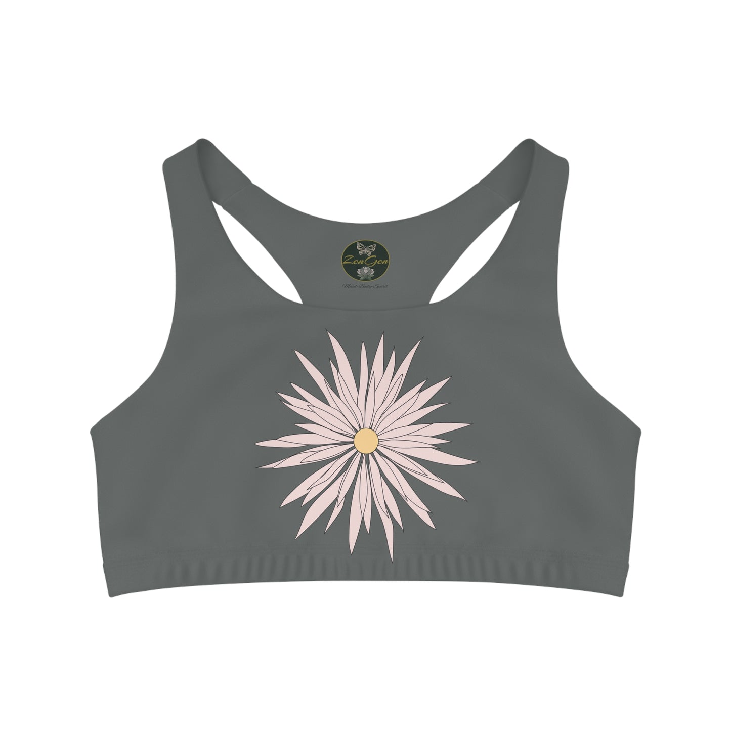 Gray Seamless Sports Bra - ROCK SOLID Blazing Flower - ZenGen USA - ZenGen USA