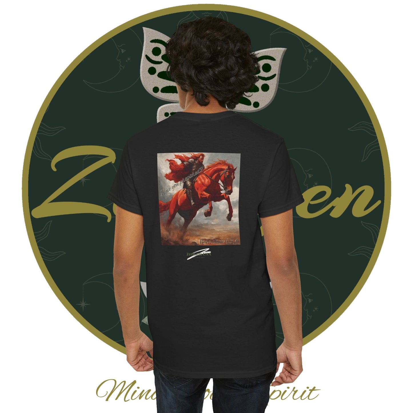 Apocalipsis - 2do Sello Apocalipsis 6:3,4 - Camiseta de algodón pesado unisex - Colección Revelación - ZenGen USA