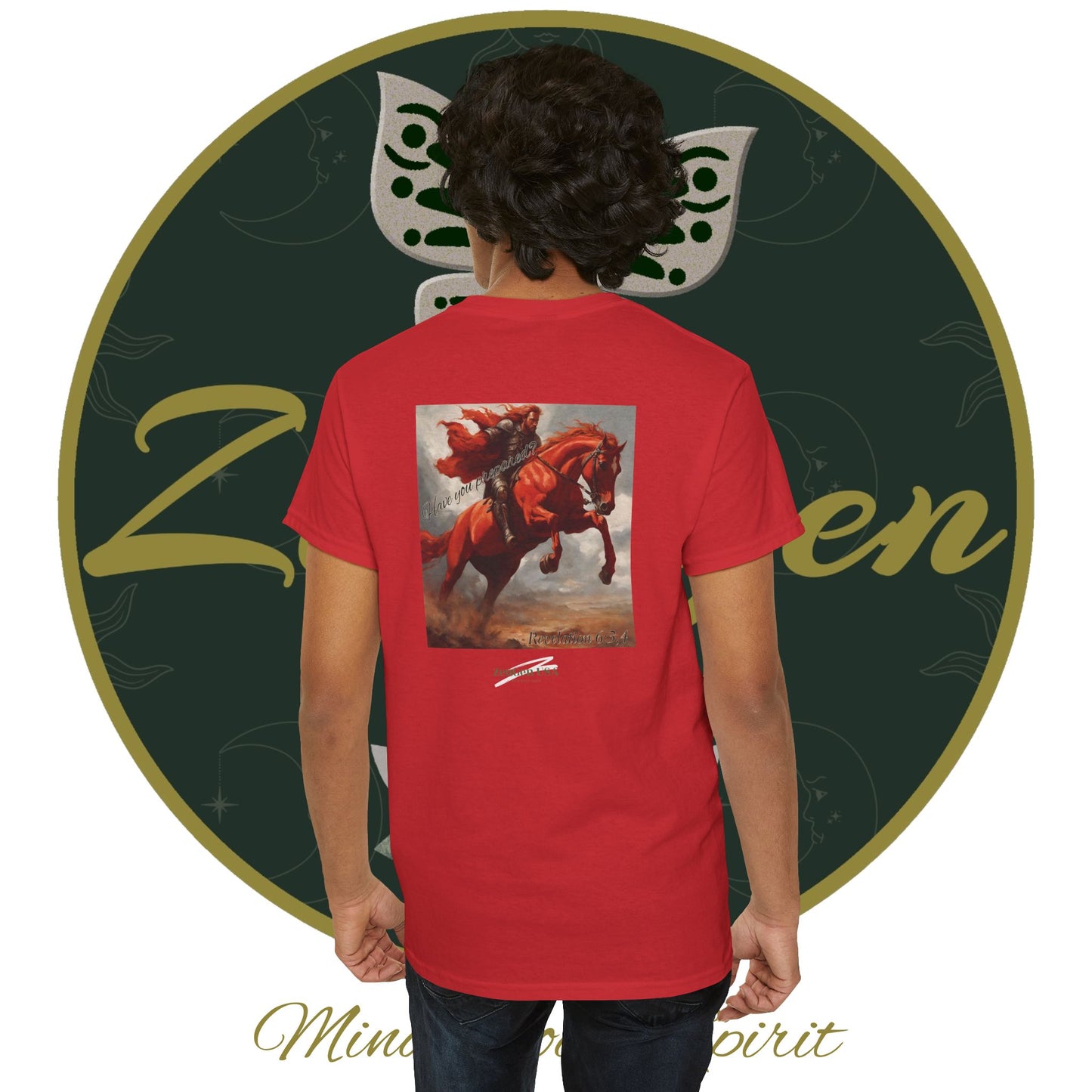 Apocalipsis - 2do Sello Apocalipsis 6:3,4 - Camiseta de algodón pesado unisex - Colección Revelación - ZenGen USA