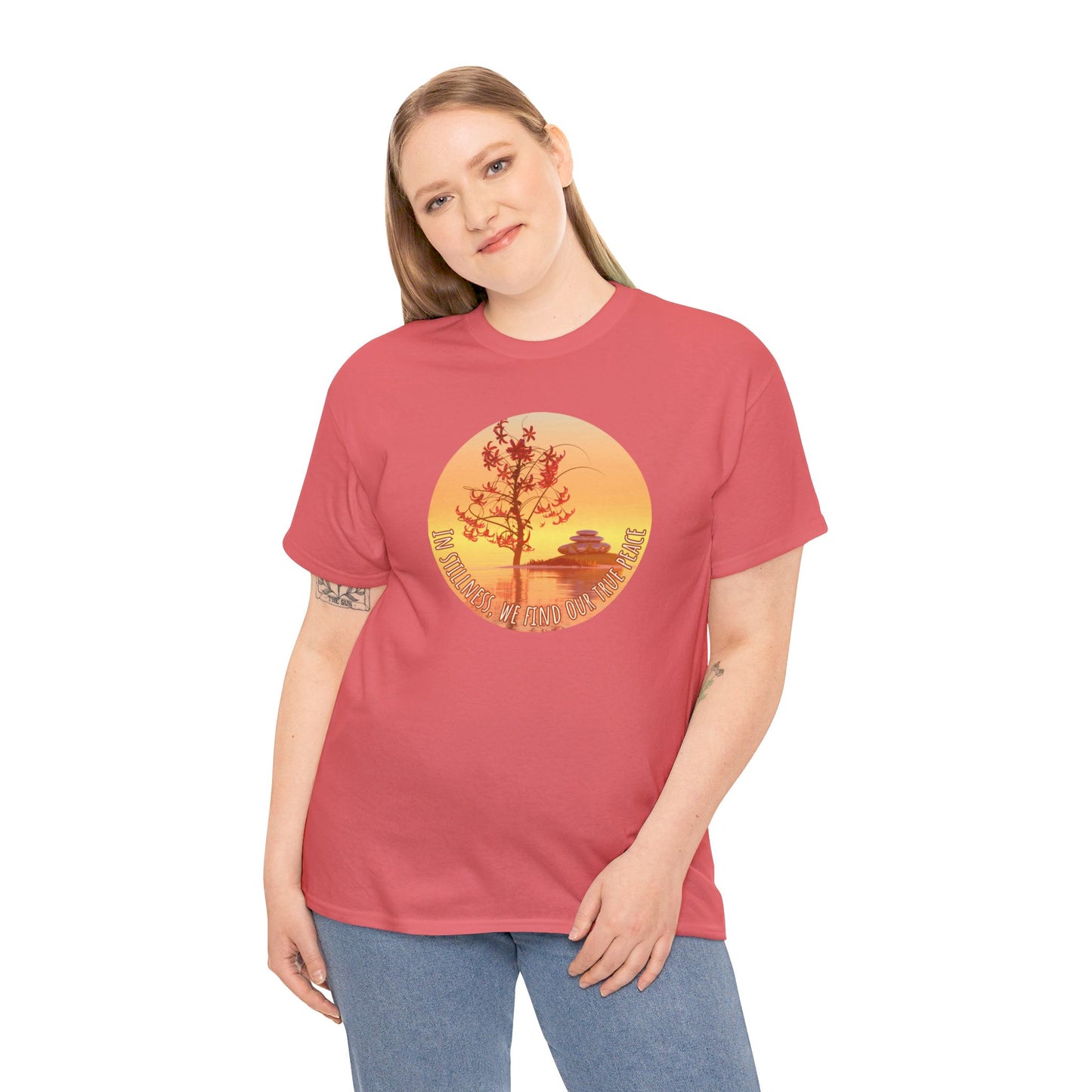 Find True Peace: Unisex Heavy Cotton Zen Bonsai & Cairns Graphic Tee - ZenGen USA