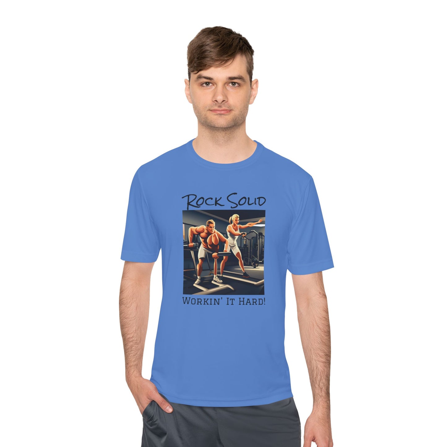 Unisex Moisture Wicking Tee - ROCK SOLID "Workin' It Hard!" - ZenGen USA - ZenGen USA
