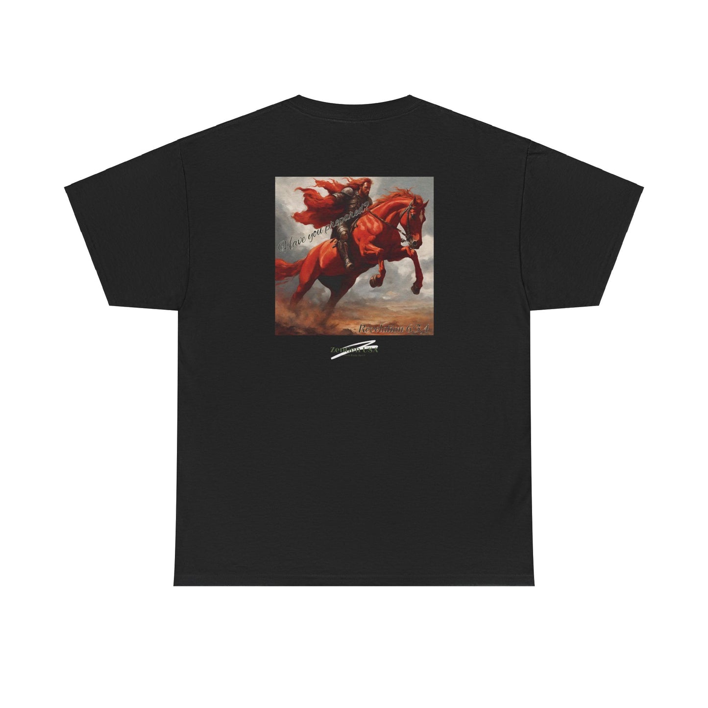 Apocalipsis - 2do Sello Apocalipsis 6:3,4 - Camiseta de algodón pesado unisex - Colección Revelación - ZenGen USA