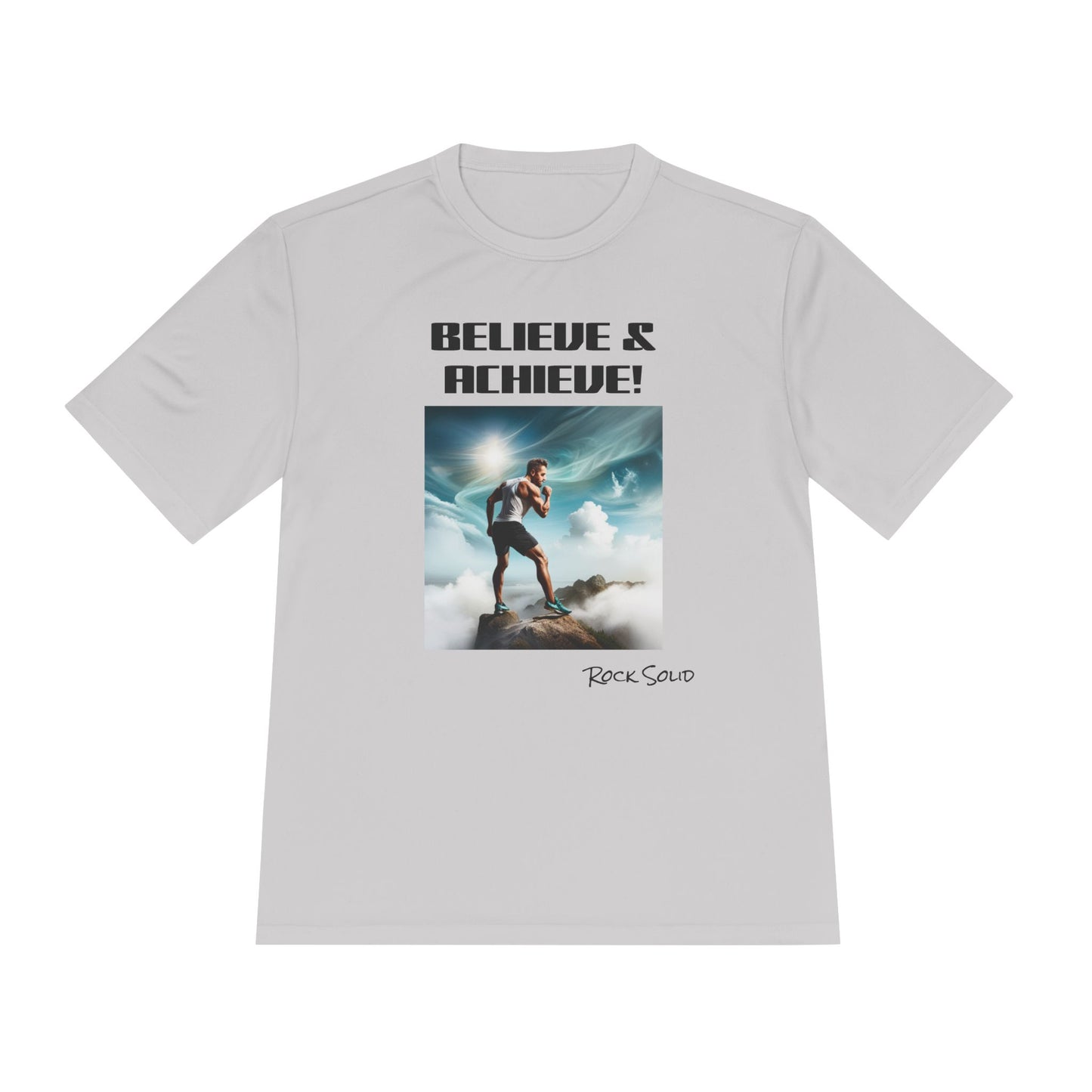 Unisex Moisture Wicking Tee - ROCK SOLID, Believe & Achieve! - ZenGen USA - ZenGen USA