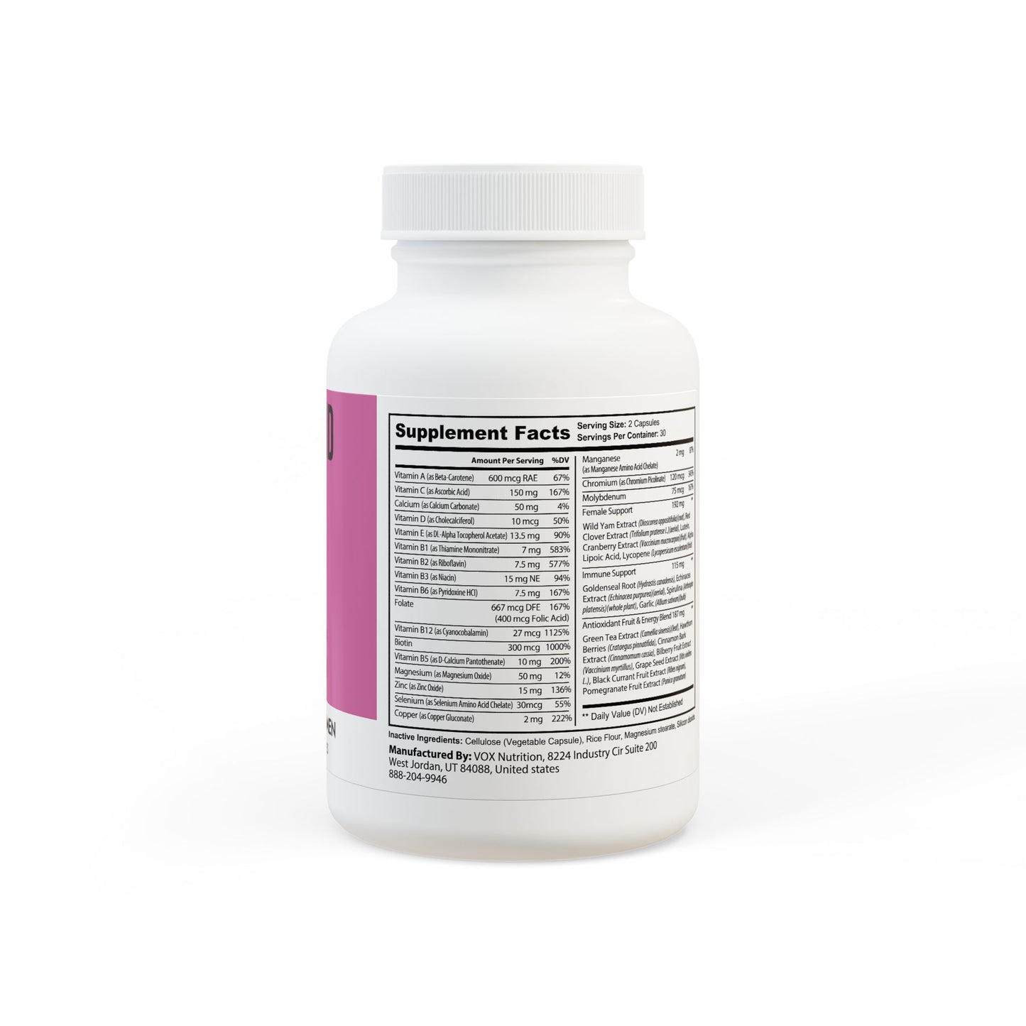 RockSolid Fitness Multivitamin for Women Supplement (60 Capsules) - ZenGen USA
