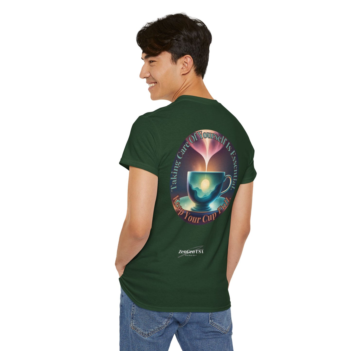 Keep Your Cup Full Unisex Heavy Cotton Zen Graphic Tee | 12 Colors To Choose | ZenGen - ZenGen USA