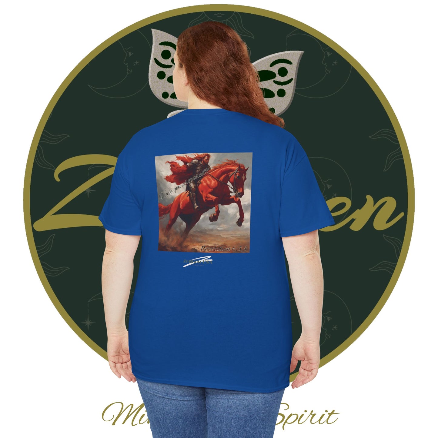 Apocalipsis - 2do Sello Apocalipsis 6:3,4 - Camiseta de algodón pesado unisex - Colección Revelación - ZenGen USA